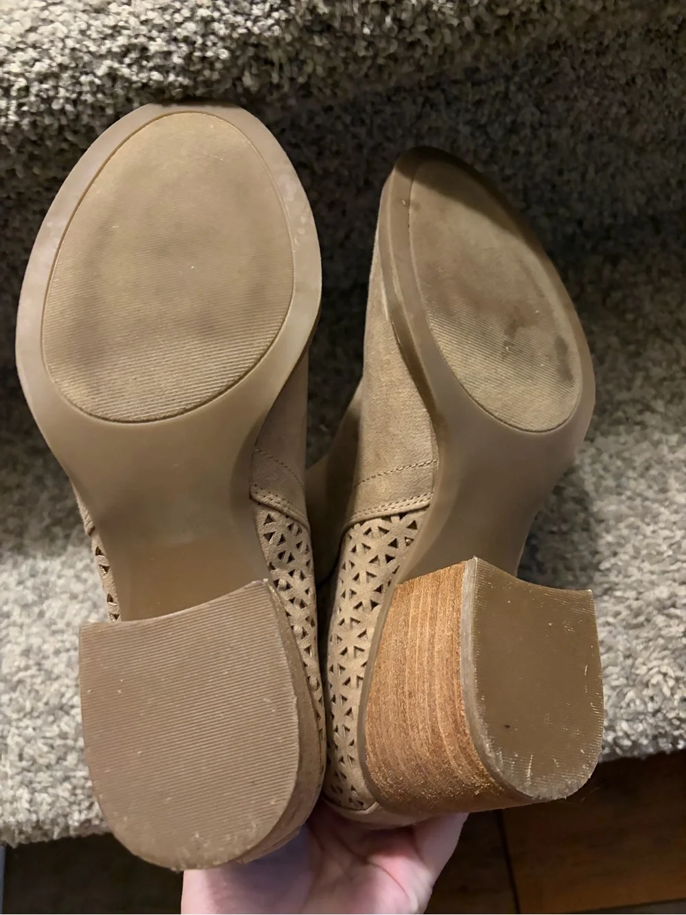 Madden Girl Taupe Suede Perforated Chelsea Booties